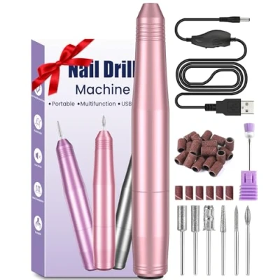 Abbildung von Nagelfräser, Elektrische nagelfräser Maniküre Set, 20000 U/Min Verstellbare Geschwindigkei Schleifpolierer für Gelnägel, Fräser Nagelhaut Shellac Acrylgel, Sicher Anfänger
