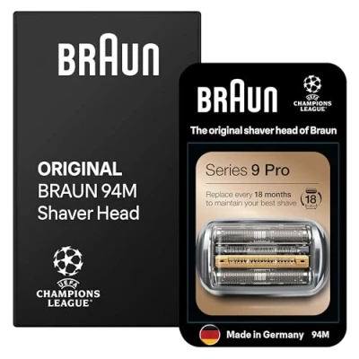 Abbildung von Braun Series 9 Pro Scherkopf, Elektrorasierer Ersatzscherteil für Rasierer Herren, Made in Germany, 94M, chrom, 1er Pack