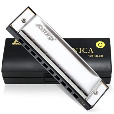 Abbildung von East Top Mundharmonika 10 Loch Tonart von C Diatonische Blues Harmonica Für professionelle Spieler, Anfänger, Studenten, Erwachsene, Kinder, als bestes Geschenk