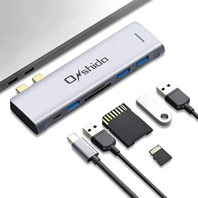 Abbildung von Onshida USB C Hub mit Thunderbolt 3 Port, 6 in 2 Multiport Adapter 3.0, SD/TF Kartenleser, kompatibel MacBook Pro 2020/2019/2018/2017, Air 2020/2019/2018/2017