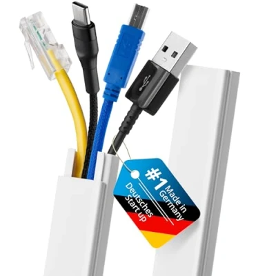 Abbildung von Nobeltek Kabelkanal selbstklebend Made in Germany Flexibles Material für Einfache Montage Hohe Klebkraft Kabel Verstecken Kabelabdeckung Kabelmanagement Kabelführung 1m (10 STK 15x15mm, weiß)