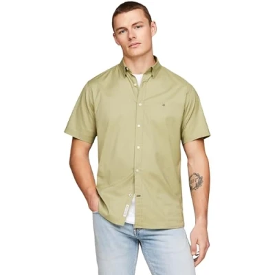 Abbildung von Tommy Hilfiger Natural SOFT MINI PRT Hemd, Herren, Größe: Small, Faded olive optic white
