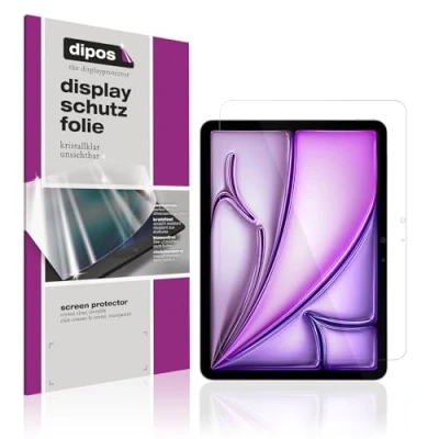 Abbildung von dipos I 2X Schutzfolie klar kompatibel mit Apple iPad Air 11 Zoll M2 2024 Folie Displayschutzfolie (A2899 + A2900)