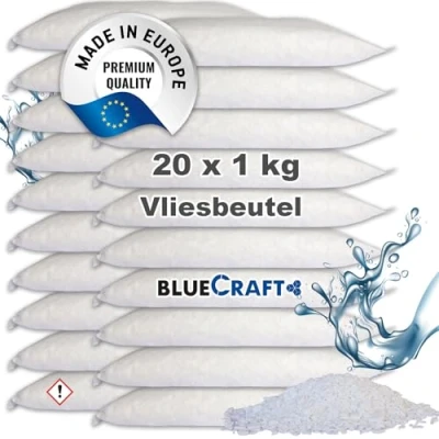 Abbildung von BlueCraft Luftentfeuchter Nachfüllpack 20x 1kg Raum Entfeuchter Granulat im Vliesbeutel ohne Strom Nachfüller, Schlafzimmer Wohnung Nachfüllbeutel Feuchtigkeitskiller gegen Schimmel