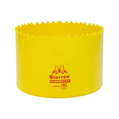 Abbildung von Starrett Tiefschnitt Lochsäge DCH0334 Hochleistungs Bimetall mit zusätzlichen Kobalt HSS Zähnen für Metalle, Holz, Gusseisen, Glasfaser Kunststoffe 95 mm