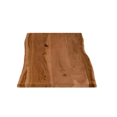 Abbildung von SAM Holzplatte 80x40 cm Curtis, Tischplatte aus Akazienholz massiv + nussbaumfarben, Baumkanten Platte für Heimwerker, geeignet Arbeitsplatten, Tische &amp; Fensterbretter