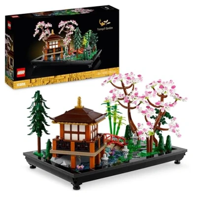 Abbildung von Lego Icons Garten der Stille Botanical Zen Set für Erwachsene mit Lotusblumen anpassbare Schreibtisch Dekoration inspiriert von Japan achtsames Geschenk Frauen und Männer 10315