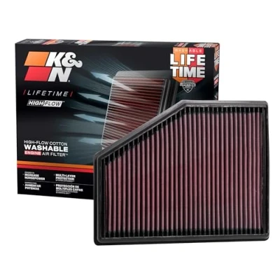 Abbildung von K&amp;N Luftfilter kompatibel mit BMW 5 er (G30/G31) / 6 GT 7 (G11/G12) X3 (G01) X4 (G02) X5 (G05) X7 (G07) (33 3079), Rot