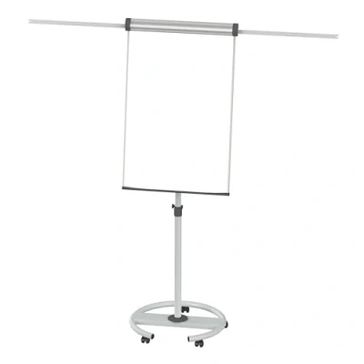 Abbildung von Maul Flipchart MAULsolid 66 x 97 cm Mobiles Whiteboard mit 5 Fußrollen und Rundfuß Magnetisches höhenverstellbares Board Schnellwechsel Blockhalter 2 Papierhaltern Grau