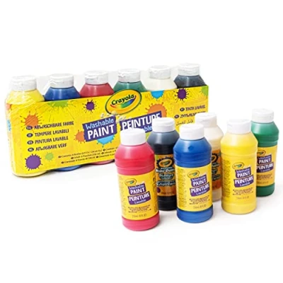 Abbildung von CRAYOLA 6 Flaschen Abwaschbare Farbe, für Kreative Aktivitäten in der Schule und zu Hause, Ideal Kinder, Verschiedenen Farbtönen, 54 2508