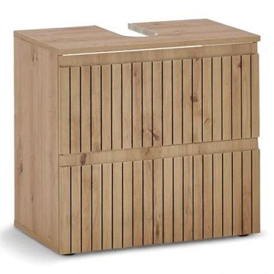Abbildung von AUSTIN Badezimmer Waschbeckenunterschrank in Artisan Eiche Optik, Wildeiche Optik FSC zertifiziert Bad Unterschrank Badezimmerschrank mit viel Stauraum 60 x 57 36 cm (B/H/T)