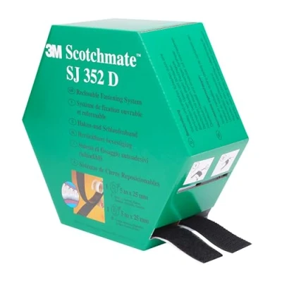 Abbildung von 3M Haken und Schlaufenband SJ352D, wiederlösbares Befestigungssystem eine einfache Alternative zu Reißverschlüssen, Schrauben, Druckknöpfen, 2 x 25mm 5m, Schwarz (1 er Pack)