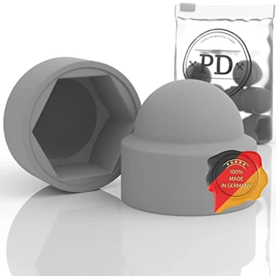 Abbildung von PD® Sechskant Schutzkappen M8 (Schlüsselweite 13) Abdeckkappen für Schrauben Grau aus Kunststoff Langlebige Muttern &amp; Schraubenkopf Schraubenabdeckung 25 Stück