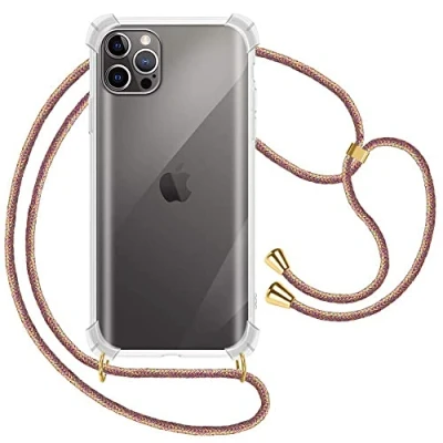 Abbildung von XTCASE Handykette kompatibel mit iPhone 12 / Pro Handyhülle, Smartphone Necklace Hülle Band Transparent Schutzhülle Stossfest Schnur Case zum Umhängen in Regenbogen