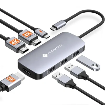 Abbildung von NOVOO USB C Hub auf 2 HDMI, Displayport, UBS