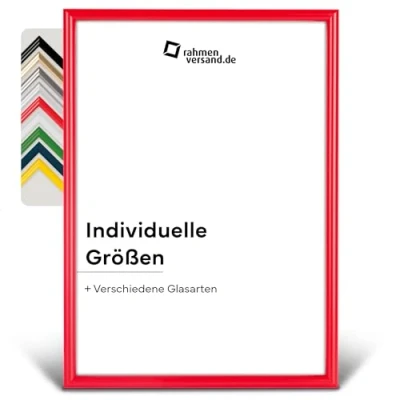 Abbildung von PANORAHMA Bilderrahmen Kunststoff 29,7 x 42 cm (DIN A3), Rot/Bilder Rahmen zum Aufhängen/Kunststoff mit Echtglas