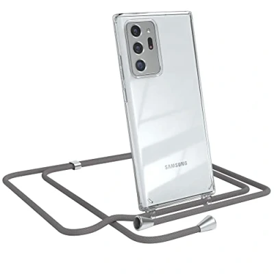 Abbildung von EAZY CASE Handykette kompatibel mit Samsung Galaxy Note 20 Ultra/Note Ultra 5G Handyhülle Umhängeband, Handykordel Schutzhülle, Silikonhülle, Hülle Band, Stylische Kette, Anthrazit