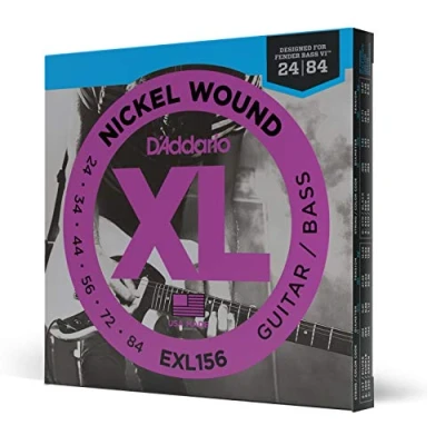 Abbildung von D&#039;Addario Saiten für FENDER BASS VI HÖCHSTE QUALITÄT DER BELIEBTESTEN SAITENMARKE EXL156 vernickelter Stahl 6 umwickelte (24 84)