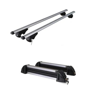 Abbildung von VDP Dachträger Rio 120 + Skiträger/Snowboardträger/Skihalter Alu 4 Paar Ski kompatibel mit Peugeot 2008 ab 2013