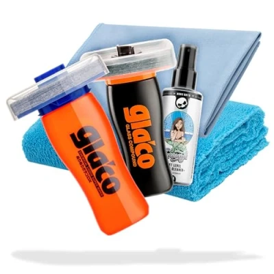 Abbildung von 5 teil. Glasversiegelung Bundle Soft99 Glaco DX 110 ml Versiegelung + Glass Compound Roll On 100ml Politur für Glas Glasreiniger 100ml, Poliertuch, Mikrofasertuch