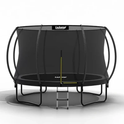 Abbildung von 305cm Trampolin LeJump GatenTrampolin mit Netz und Leiter Spring übungen Fitness Outdoor für Kinder Erwachsene Mehrere Modell Farbauswahl (Schwarz, 10ft)