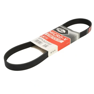 Abbildung von GATES 6PK837SF Keilrippenriemen 837 6 Polyester, EPDM (Ethylen Propylen Dien Kautschuk) DACIA: SANDERO 2, LOGAN MCV Dokker Kombi