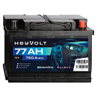 Abbildung von HeyVolt Autobatterie 12V 77Ah 750A/EN Starterbatterie, absolut wartungsfrei ersetzt 68Ah 70Ah 72Ah 74Ah 75Ah