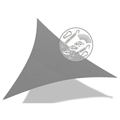 Abbildung von VOUNOT® Sonnensegel Dreieckig mit Befestigung Set, Sonnenschutz Atmungsaktiv und UV Schutz, für Balkon Garten Terrasse, 3,6x3,6x3,6m, Grau