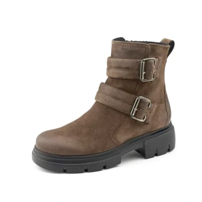 Abbildung von Paul Green Damen Stiefelette, Frauen Biker Boots,Warm gefüttert,flach,Stiefel,Bootee,Booties,halbstiefel,Kurzstiefel,Braun (Earth),37 EU / 4 UK