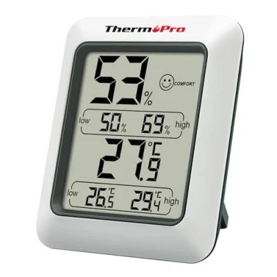 Abbildung von ThermoPro TP50 digitales Thermo Hygrometer Innen Thermometer Raumthermometer mit Aufzeichnung und Raumklima Indikator für Raumklimakontrolle Klima Monitor