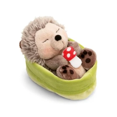 Abbildung von Nici Kuscheltier Sleeping Pets GREEN, Igel mit Fliegenpilz 12 cm hellgrün, schlafend im Körbchen