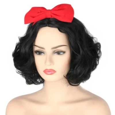 Abbildung von Topcosplay Cosplay Perücke für Kinder und Erwachsene Prinzessin Kurze Schwarz Halloween Party Karneval