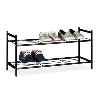 Abbildung von relaxdays Schuhregal mit 2 Ebenen, Schwarz