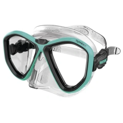 Abbildung von SEAC Unisex Adult Symbol Made in Italy Zweiglas Tauchmaske mit Einer 3D Schnalle direkt am Maskenkörper, transparent/klar blau, Standard