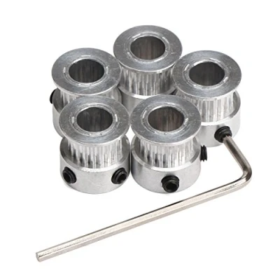 Abbildung von DollaTek 5Pcs Aluminium GT2 Zahnriemenscheibe 20 Zähne Bohrung 8mm Breite 6mm und Schraubenschlüssel für RepRap 3D Drucker Prusa i3