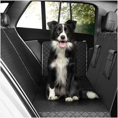 Abbildung von Hundedecke Auto Rückbank / Kofferraum Vordersitz + Hundegurt Wasserdicht Rutschfest Waschbar Hunde Autoschutz Kofferraumschutz Autositz Sitzschutz Autodecke Schutzdecke Schondecke Weich