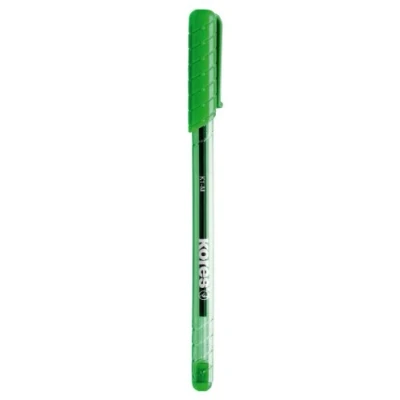 Abbildung von Kores K1: Grüner Kugelschreiber, 1 mm Medium Point Biro mit wischfester Tinte für flüssiges Schreiben, dreieckige ergonomische Form, Schul und Bürobedarf, 12er Pack