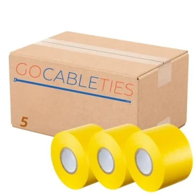 Abbildung von GOCABLETIES Isolierband Gelb 5 Rollen 50 mm x 33 m strapazierfähiges, selbstklebendes zum Schutz, Bündeln und Reparieren von Kabeln