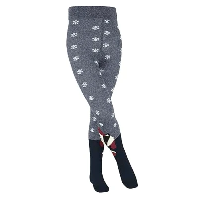 Abbildung von FALKE Unisex Kinder Winter Badger K TI Baumwolle dick gemustert 1 Stück Strumpfhose, Undurchsichtige, Blau (Marine 6120), 80 92