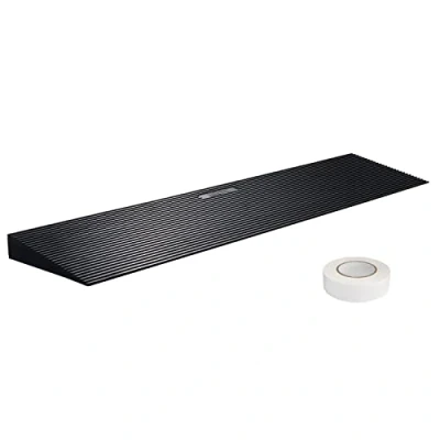 Abbildung von VEVOR Schwellenrampe Vollgummi Türschwellenrampe Max. Tragfähigkeit bis zu 15Tonnen Bordsteinrampe 90x20x3cm Rollstuhlrampe mit doppelseitigem Klebeband Auffahrrampe Gummirampe Selbst zum Schneiden