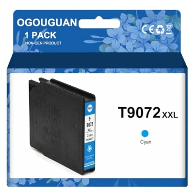Abbildung von CAIDI T9071 T9072 T9073 T9074 Kompatibel mit Epson Workforce WF 6090 6590 Drucker (Cyan)
