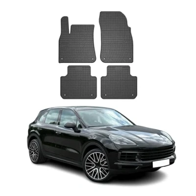 Abbildung von OMAC Gummi Fußmatten kompatibel mit Porsche Cayenne 2017 2024 Automatten Schwarz 4tlg