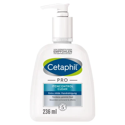 Abbildung von CETAPHIL PRO ItchControl Clean Extra Milde Handreinigung, 236ml, Für trockene, gereizte Haut, Entfernt 99 Prozent der Bakterien sowie Verschmutzungen besonders schonend und effektiv, Vegan, Seifenfrei