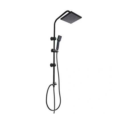 Abbildung von Grafner Duschsystem Grafner® Duschgarnitur mit Regenschauerduschkopf und Handbrause, 1 Strahlart(en), schwarz, Antikalk Softdüsen