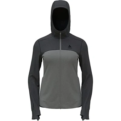 Abbildung von Odlo Damen Hoody Full Zip Ascent Pw 300 Midlayer, Graphite Grey Concrete Grey, S EU
