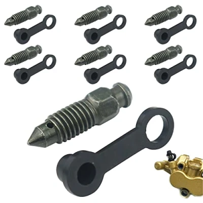Abbildung von GZLCEU 15 Stück Entlüftungsschraube Bremssattel, Zinklegierung Bremse Hohlschraube mit Nippel Staubkappe für Motorrad Fahrrad (M8 x 1.25mm, Armeegrün)
