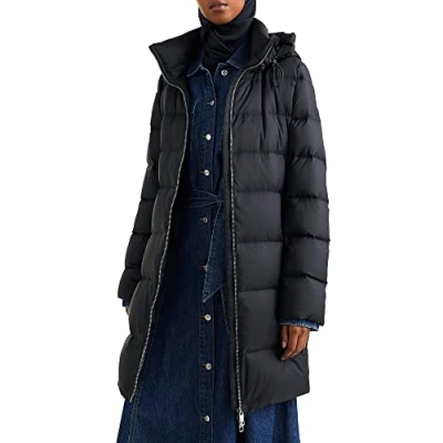 Abbildung von Tommy Hilfiger Damen Global Stripe Down Coat WW0WW37448 Daunenmäntel, Schwarz (Black), XS