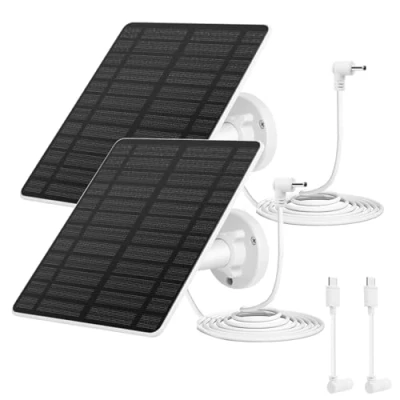 Abbildung von Solarmodul für Ring Kamera,GuKKK 5W Kamera Solarpanel kompatibel mit Spotlight Cam/Pro/Plus Akku &amp; Stick Up Cam/Pro Barrel Plug 4m Ladekabel IP65 Wasserdicht Solar Ladegerät (2)
