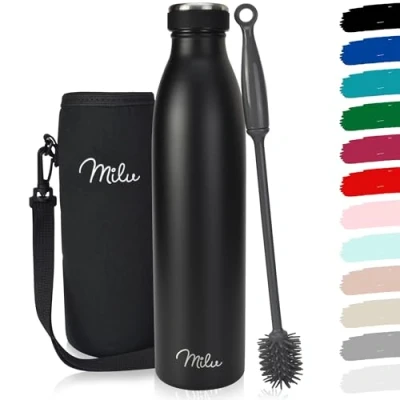 Abbildung von Milu Isolier Trinkflasche, Edelstahl Schwarz, 1000ml, 1 von FROG.coffee