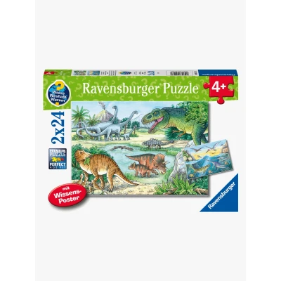 Abbildung von Ravensburger Puzzle Dinosaurier an Land und im Wasser 2x24 Teile